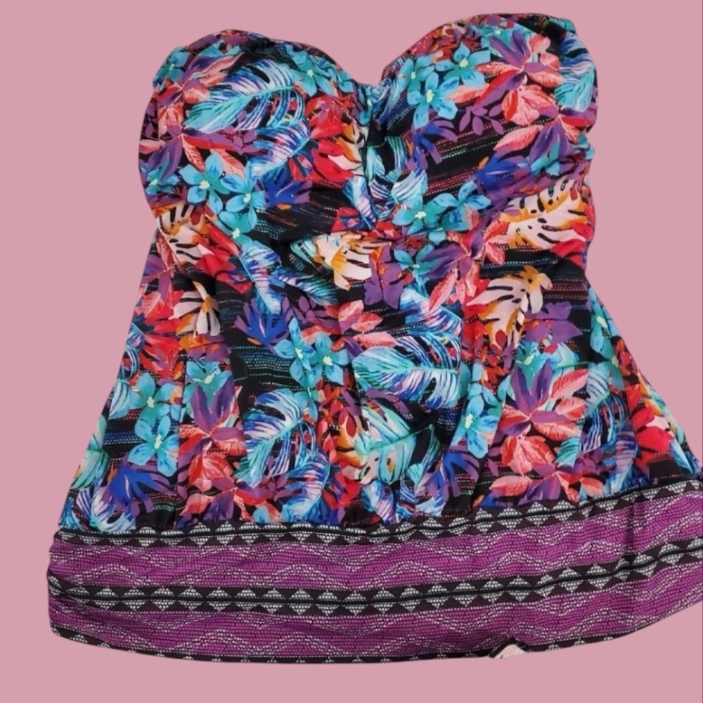 Swimsuits For All Tropical Floral Strapless Swim Top - Multicolor  NWT  Sz. 20